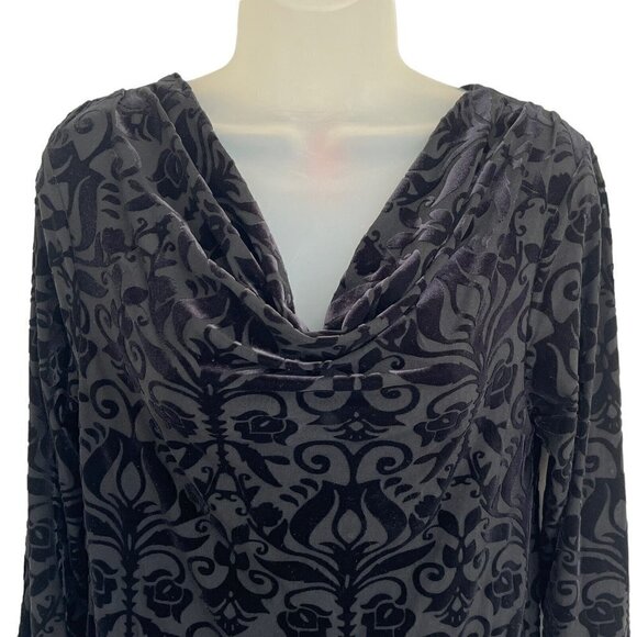 Ruby Ribbon M Cowl Neck Black Floral Velvet Burnout Mini Dress Goth Whimsigoth - Picture 2 of 7